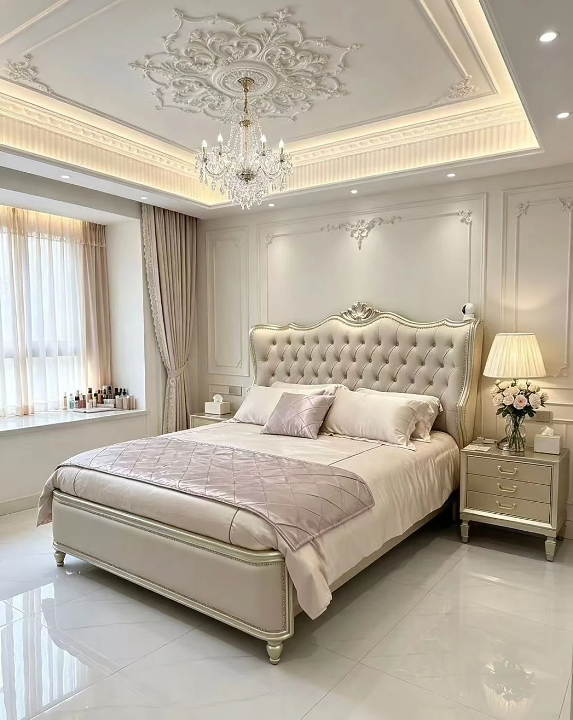 elegant tufted headboard bed