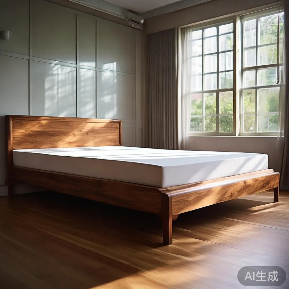 Modern solid wood bed frame from MIDHILL in a Singapore bedroom