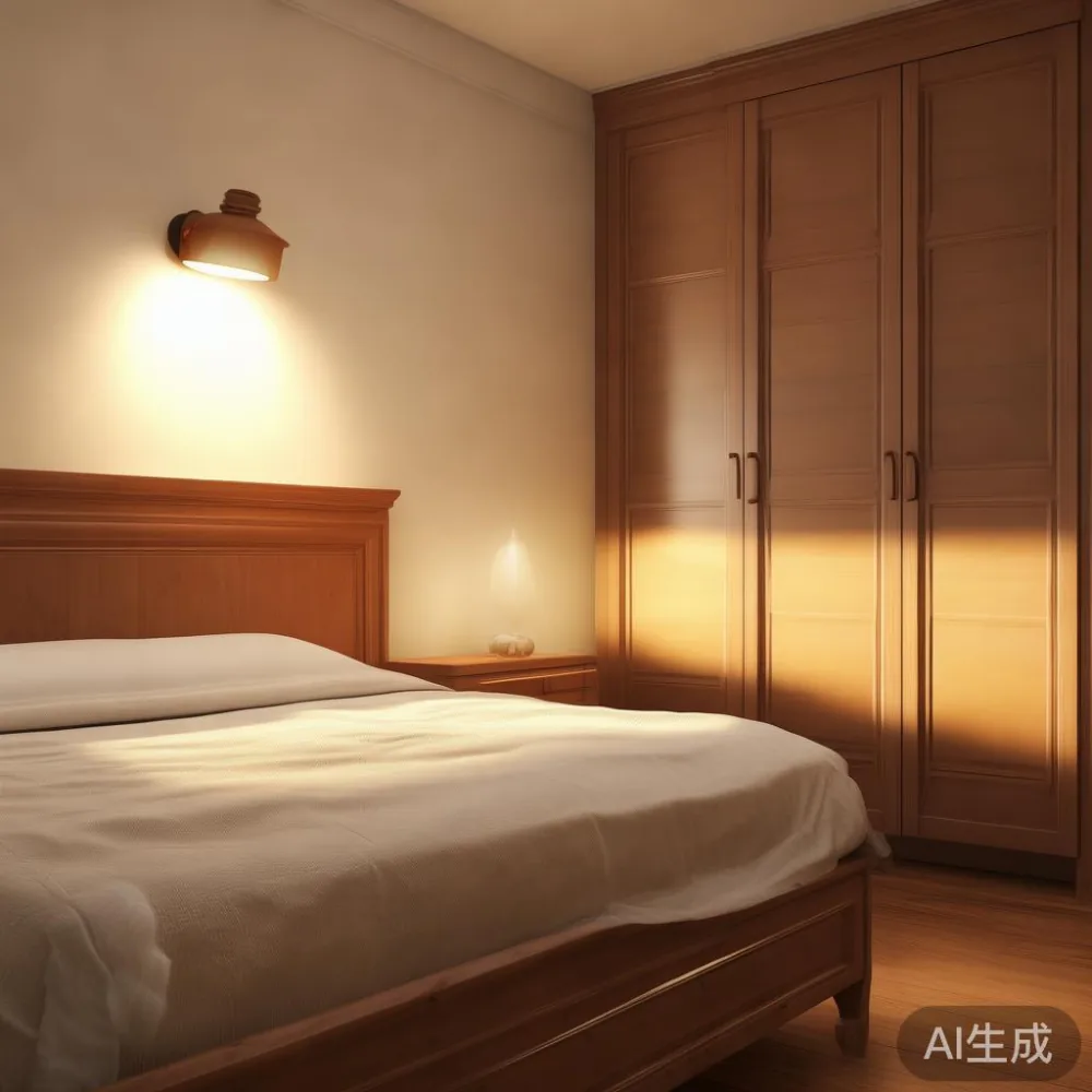 Slim super single solid wood bed frame in a compact 2-room HDB bedroom with built-in wardrobe