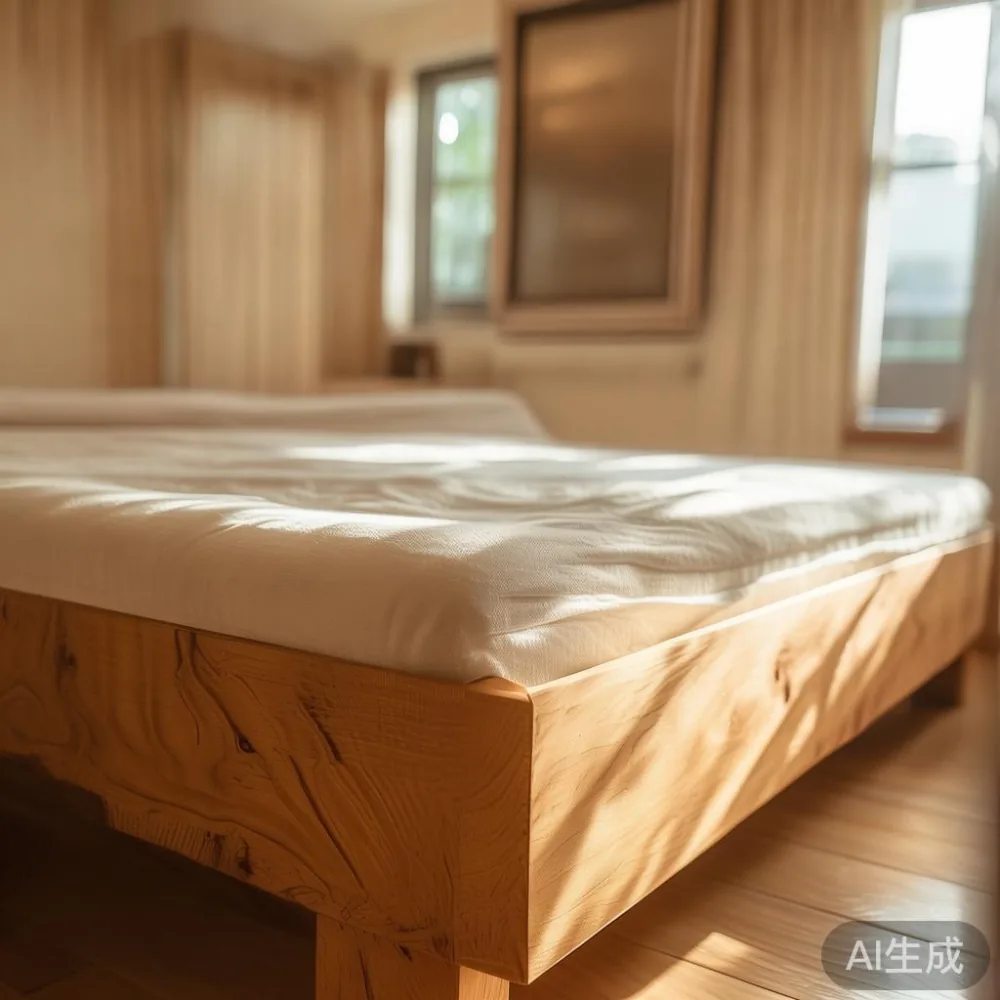A storage bed frame with solid wood construction in a compact Singaporean HDB bedroom