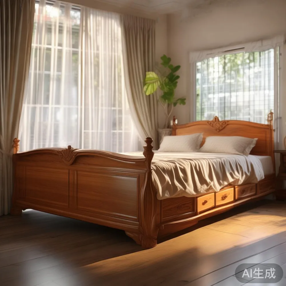 solid wood storage bed frame in Singapore HDB bedroom