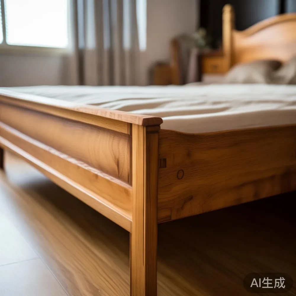 Queen-sized MIDHILL bed frame in a Singapore HDB bedroom, highlighting the solid wood construction