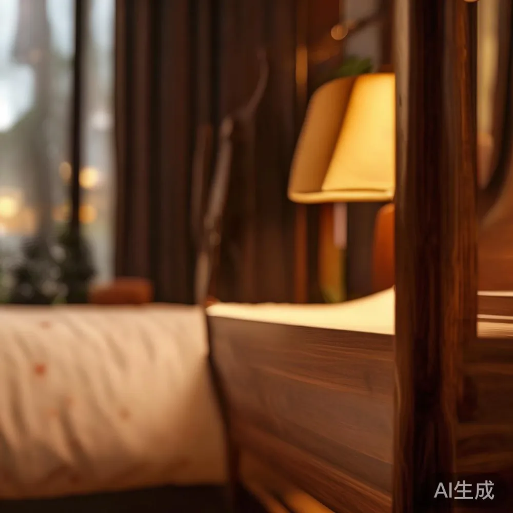 Caring for Lacquered Solid Wood Furniture in a Tropical Home: A Singap — room setting at dusk with warm lamp light, film 