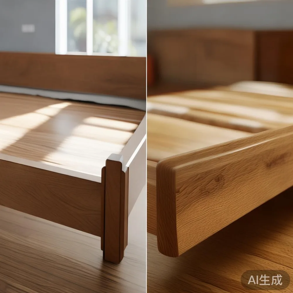 Veneer vs Solid Wood Bed Frame SG: A Real 5-Year Cost Comparison — close-up of the grain and joinery detail, shallo